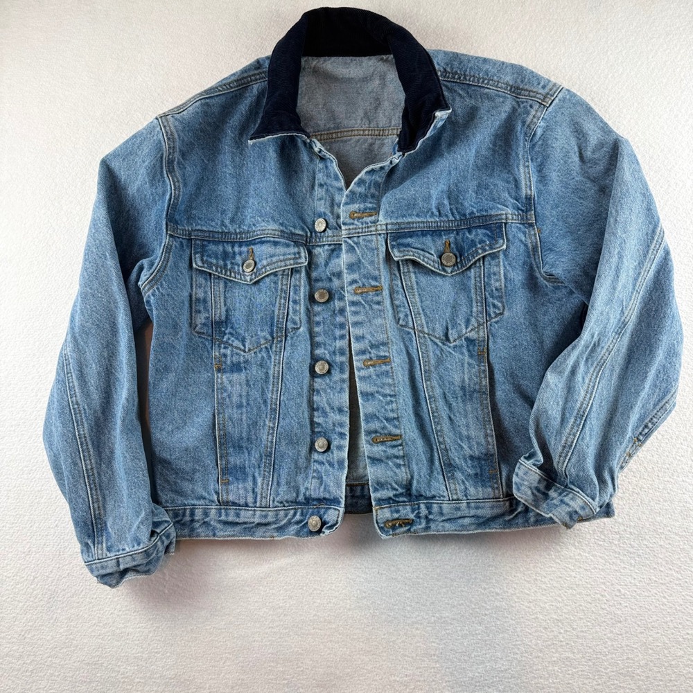 J Galt Denim Trucker Jacket Light Wash Blue Corduroy Collar RR026 Y2090V Small